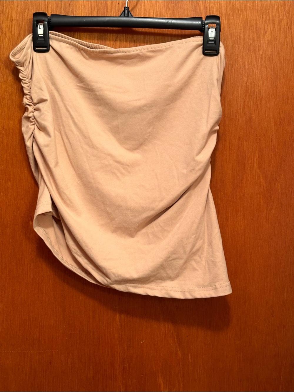 SHEIN Asymmetrical Ruched Side tube top in Nude